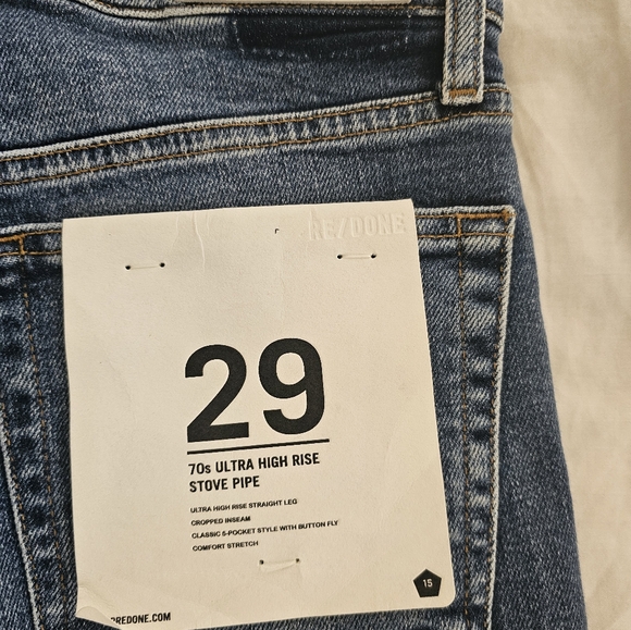 Redone 70's ultra high rise stove pipe jeans 29 - Picture 6 of 6